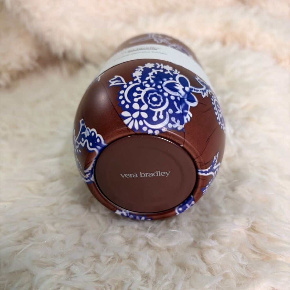 Vera Bradley Cotswolds Brown Blue Floral Undated Planner & Insulated Wine Cup - Picture 6 of 10